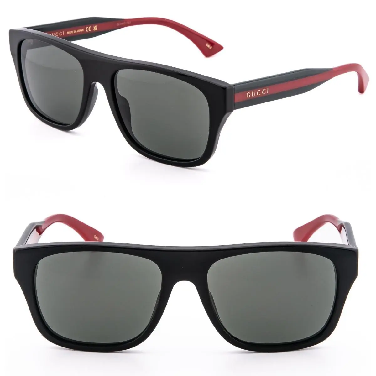 Gucci GG2119S Web Stripe Logo 2119 Black Green Geometric 001 Unisex Sunglasses