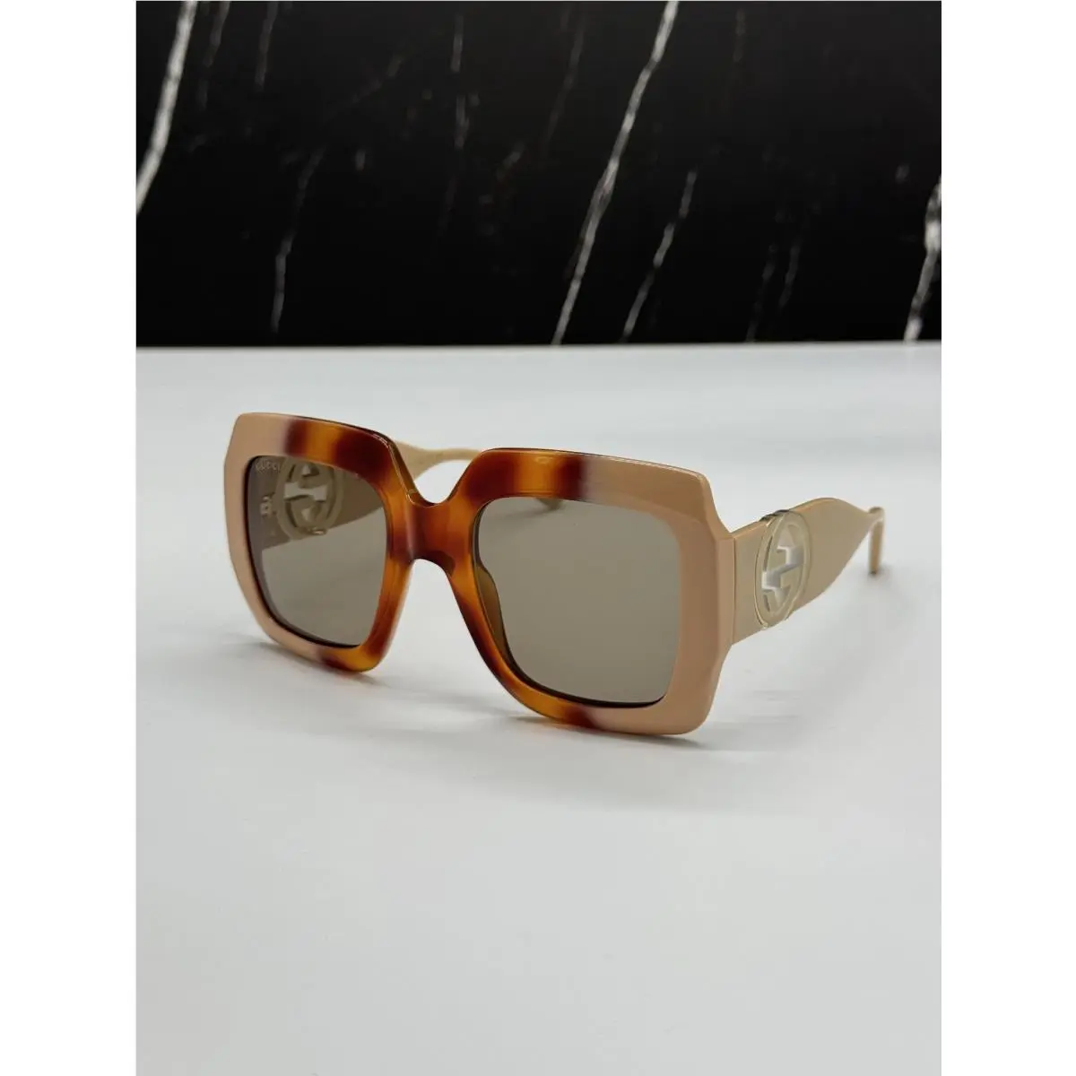 GG1022S 003 Sunglasses Havana/beige Square Women Eyewear by Gucci