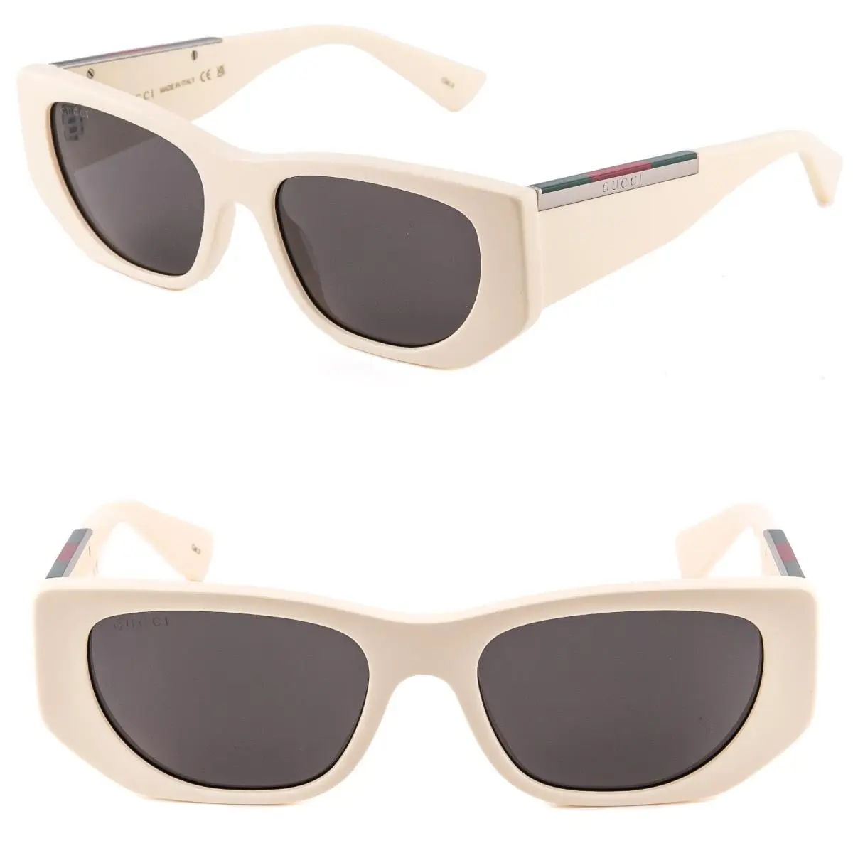 Gucci GG1959S Web Stripe Logo 1959 Ivory Bold Geometric 004 Unisex Sunglasses