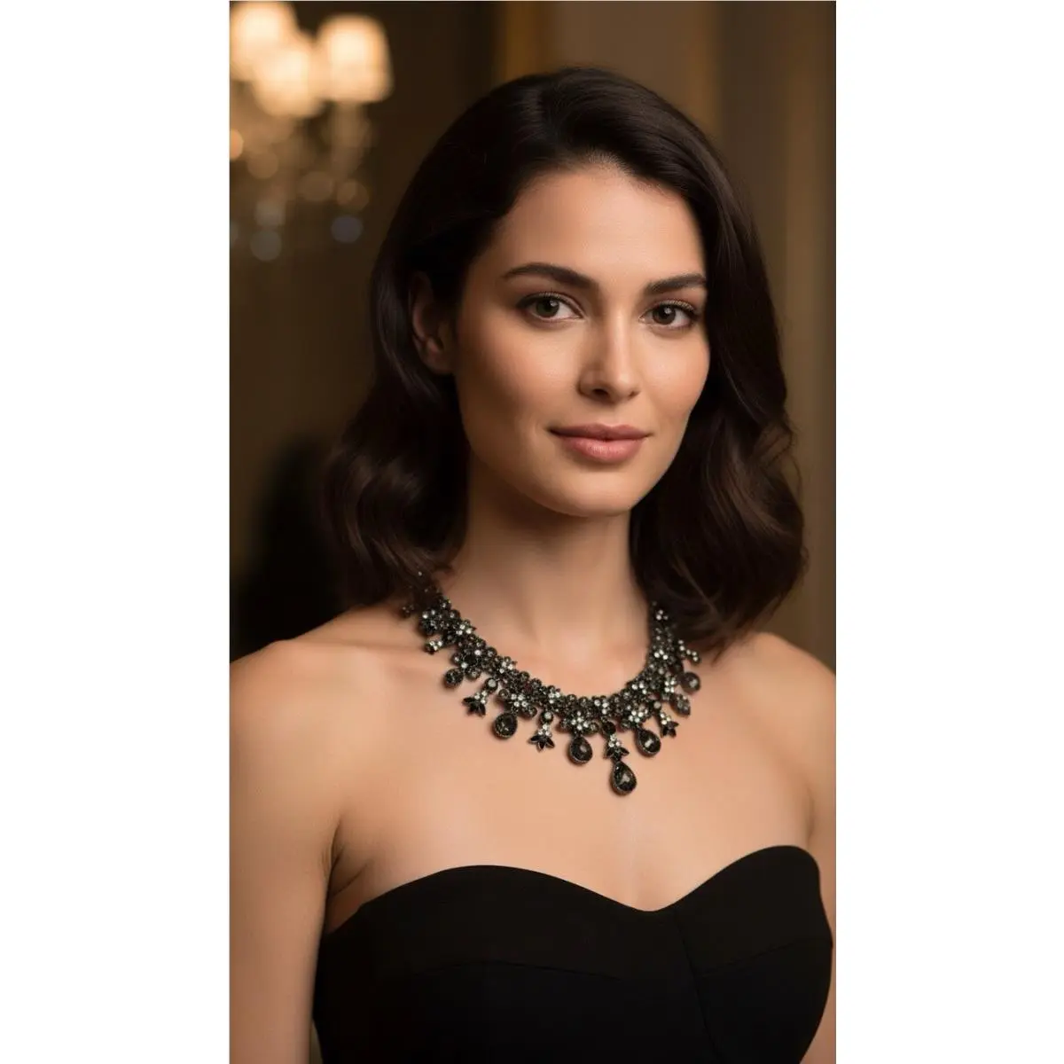 Givenchy Black Stone Statement Necklace MN7