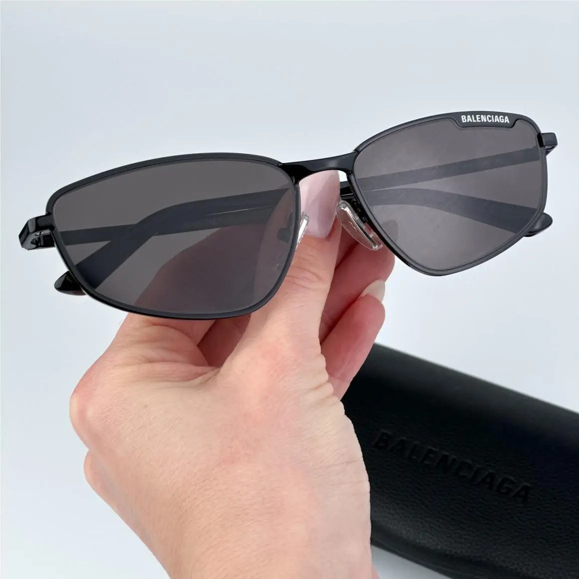 Balenciaga Women Sunglasses Black Grey Geometric BB0277S 001