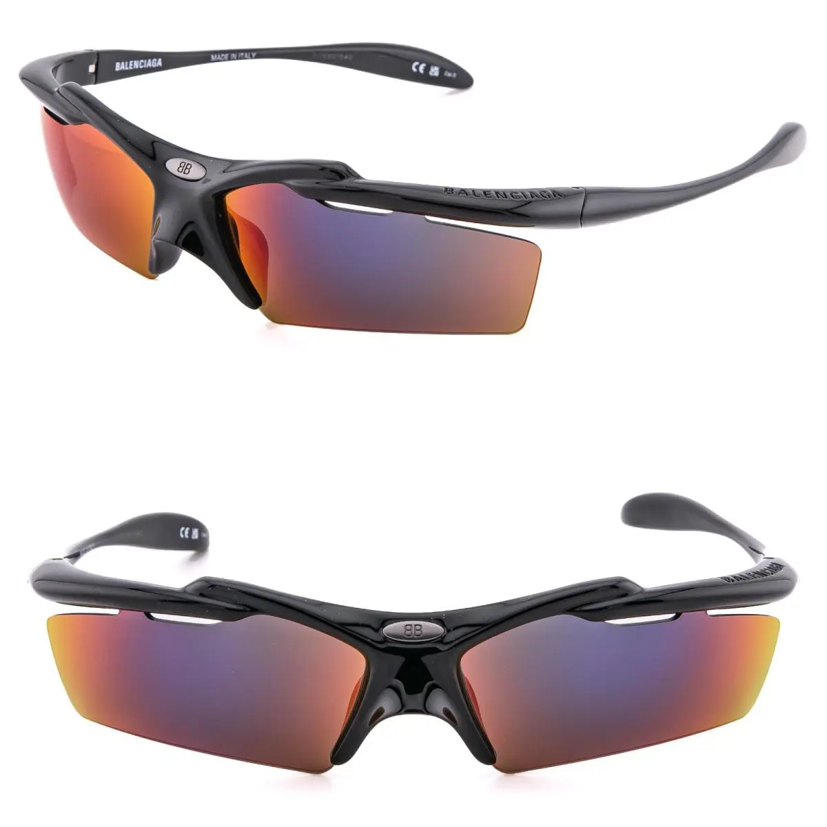 Balenciaga Turbo BB0420S 0420 Violet Mirror Wrap Black Sport Unisex Sunglass 002