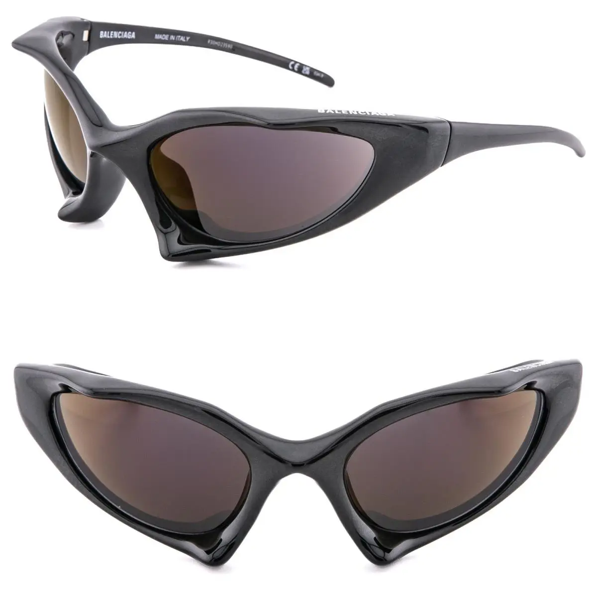 Balenciaga BB0352S Runner Cat 0352 Gray Purple Angular Mask Unisex Sunglass 005