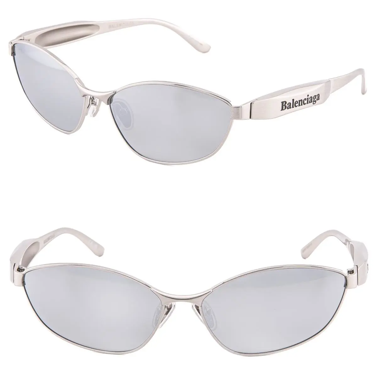 Balenciaga 0356 Silver Mirror 004 Fashion Demna Wrap Unisex Sunglasses BB0356S