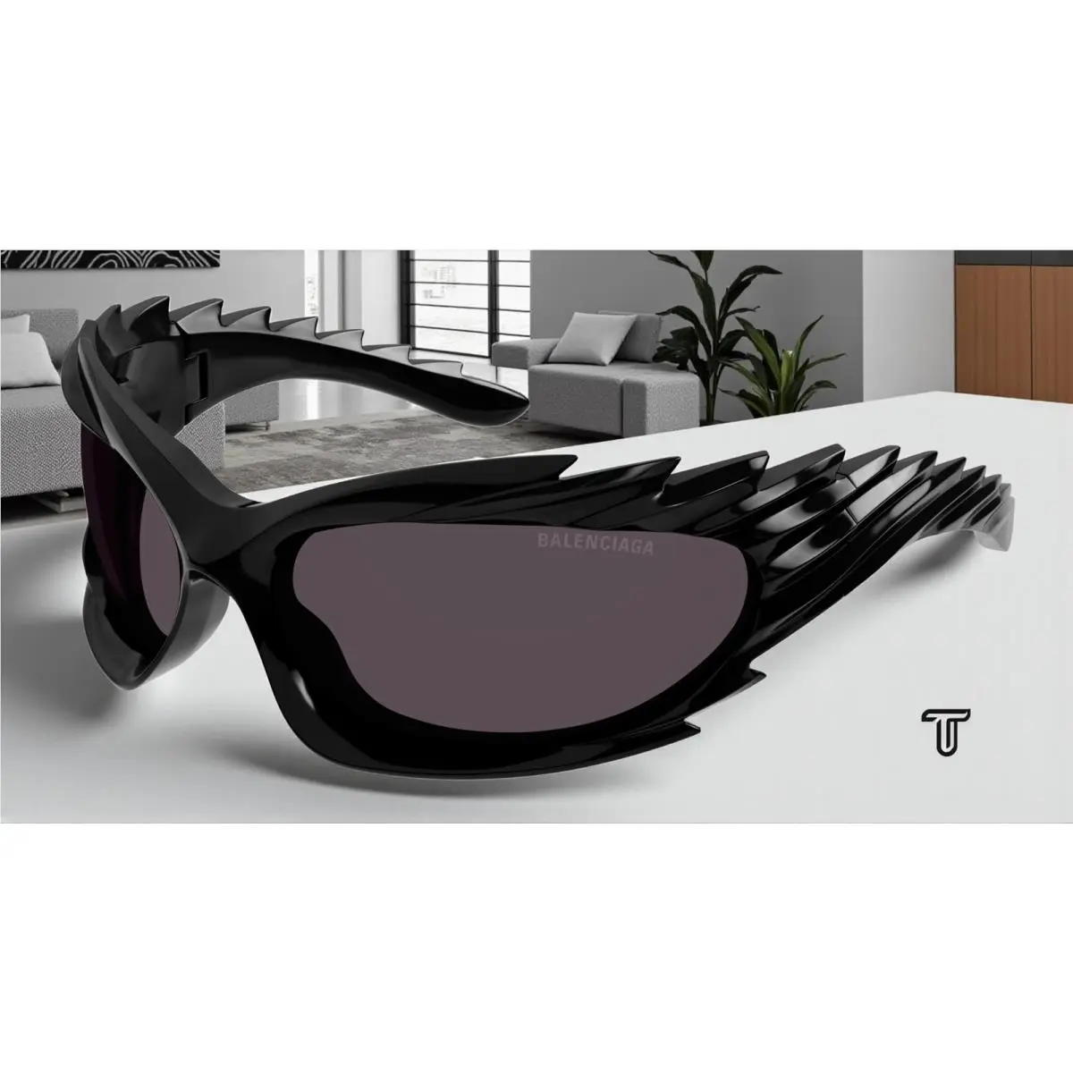 BB0255S 001 Geometrical Bio Black Grey 78 mm Unisex Sunglasses by Balenciaga