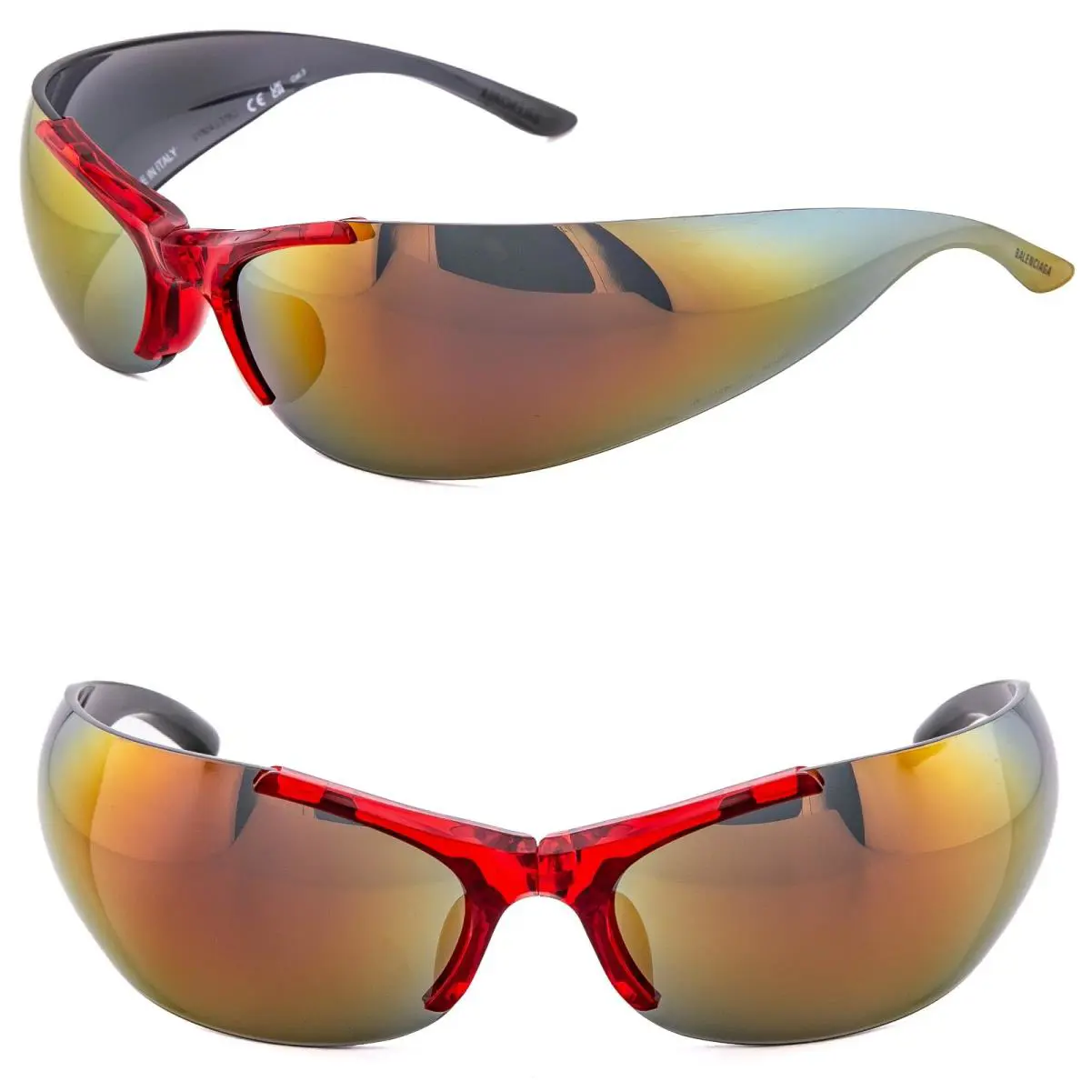 Balenciaga BB0454S Afterhour 0454 Wrap Red Bold Foldable Unisex Sunglasses 004