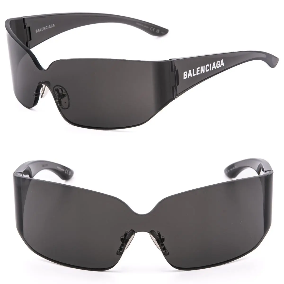 Balenciaga BB0421S Mono Wrap 0421 Black Fashion Shield Futuristic Sunglass 001