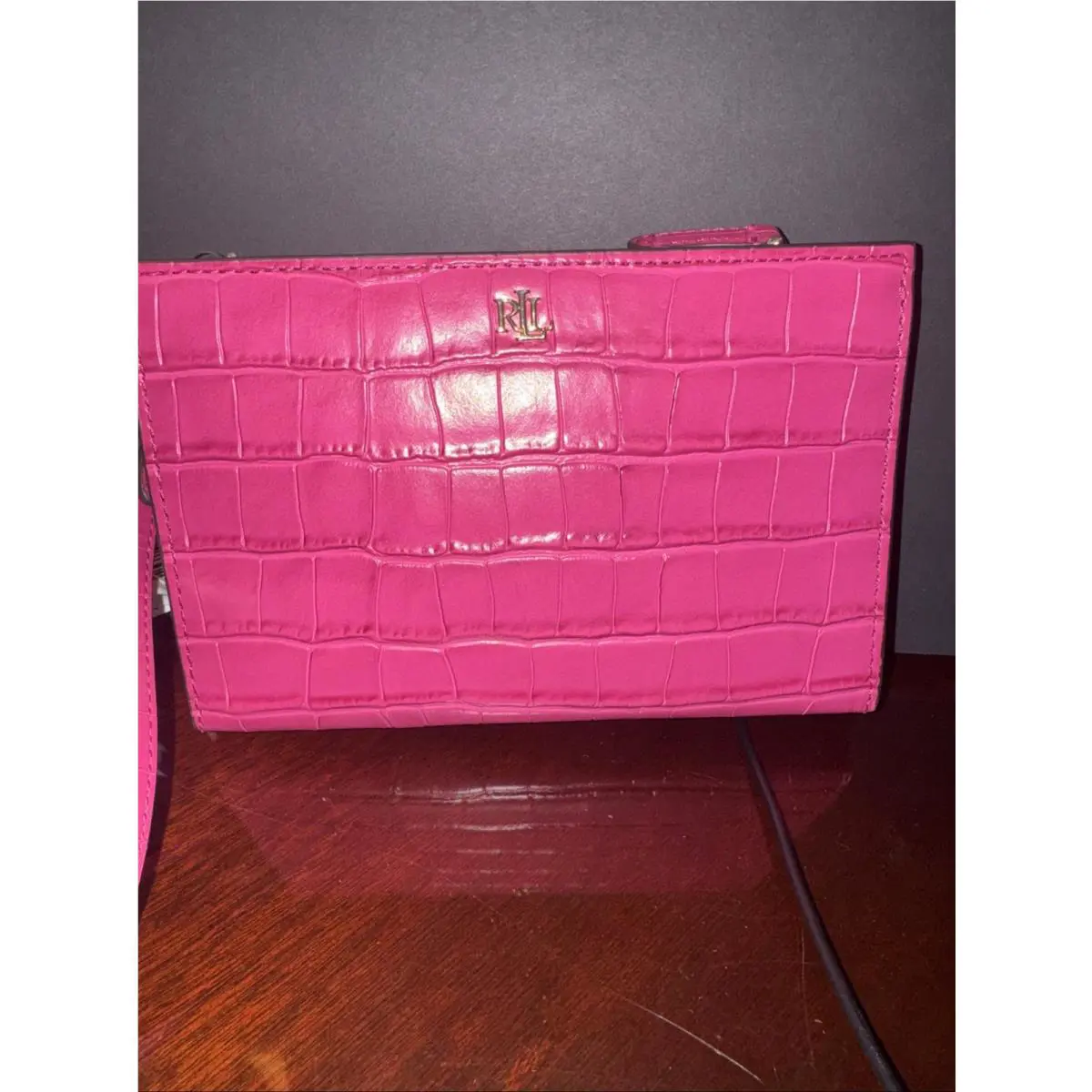 Lauren Ralph Lauren Croco Embossed Wristlet. Nwt