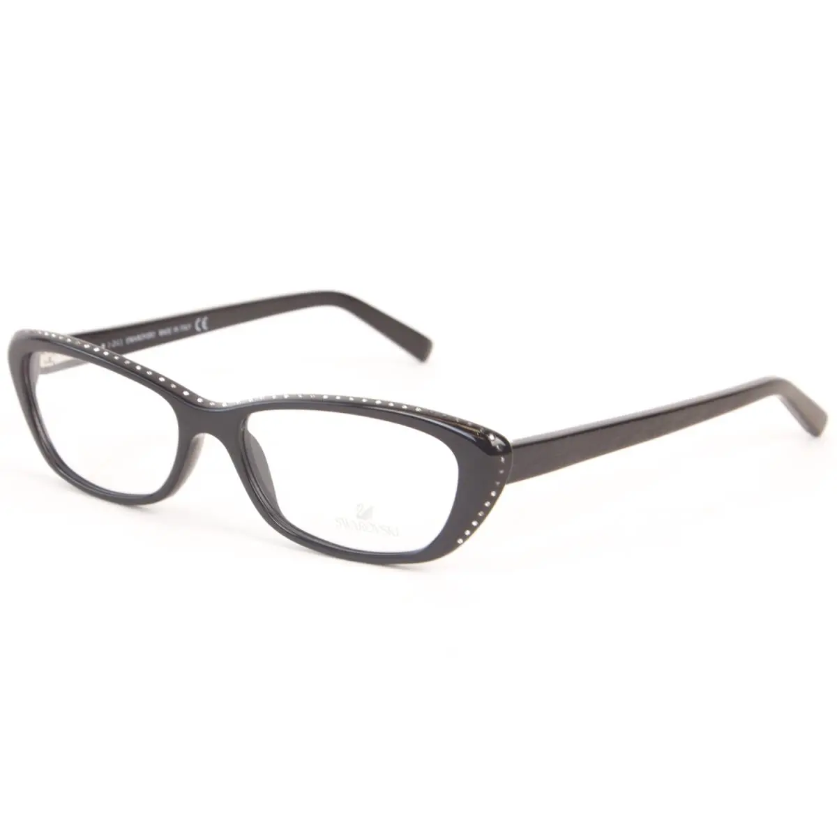 Women`s Crystal Accent Semi-cateye Eyeglass Frames SW5013 001-Black by Swarovski