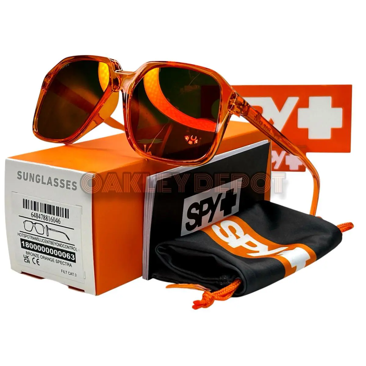 Spy Optic Hot Spot Translucent Orange/orange Spectra Mirror Sunglasses