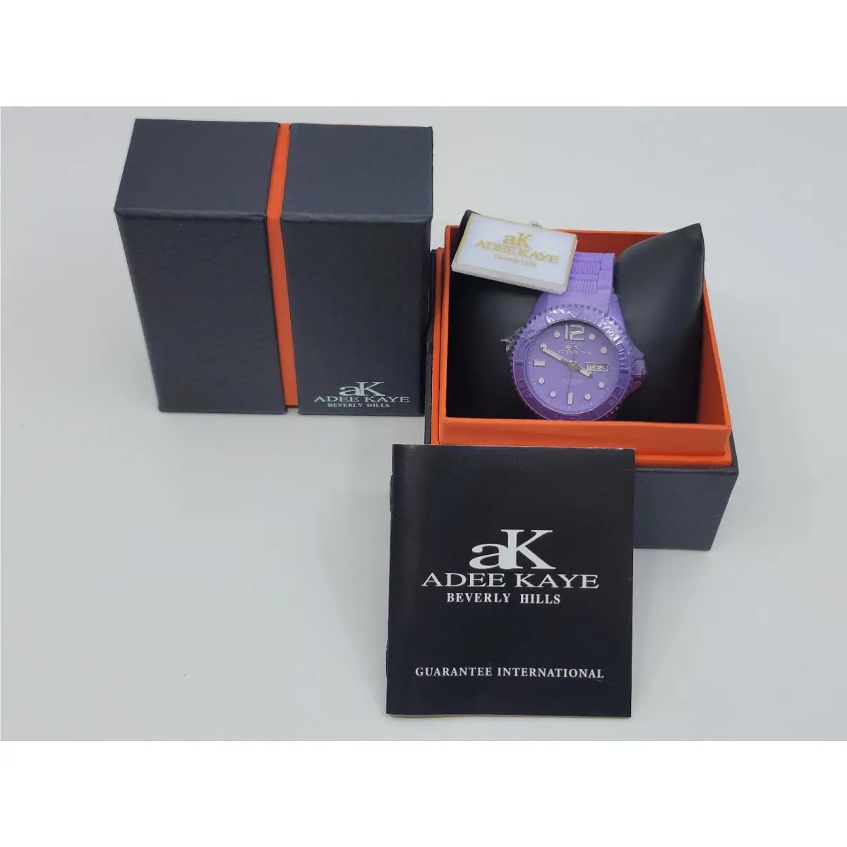 Added Kaye Womens Day Date Watch Silicon Band Purple Needs Battery