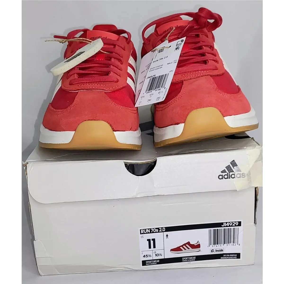 Adidas Run 70s 2.0 JI4929 Red/white Men`s Sz 11 Sneakers