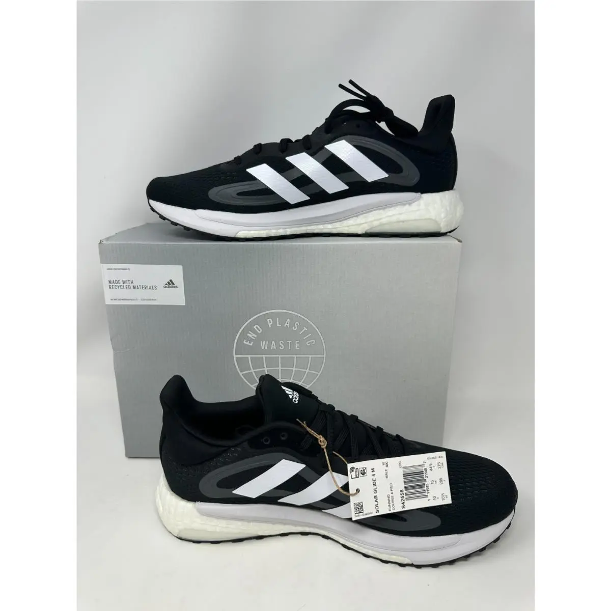Adidas Solar Glide 4 M Men`s Running Shoes Size 10.5 Black White