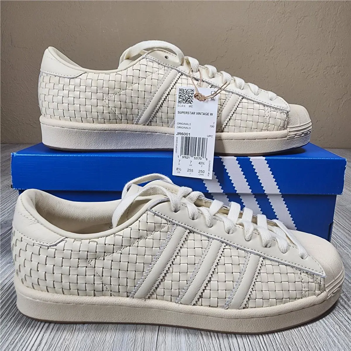 Adidas Superstar Vintage Woven Sail White Womens Size 8.5 JR6001