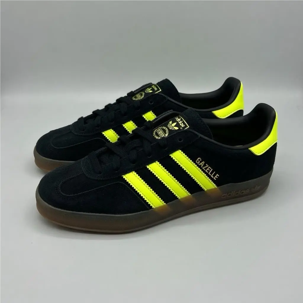 Adidas Gazelle Indoor Mens Size 6 JR3841 Black/yellow Sneakers Shoes