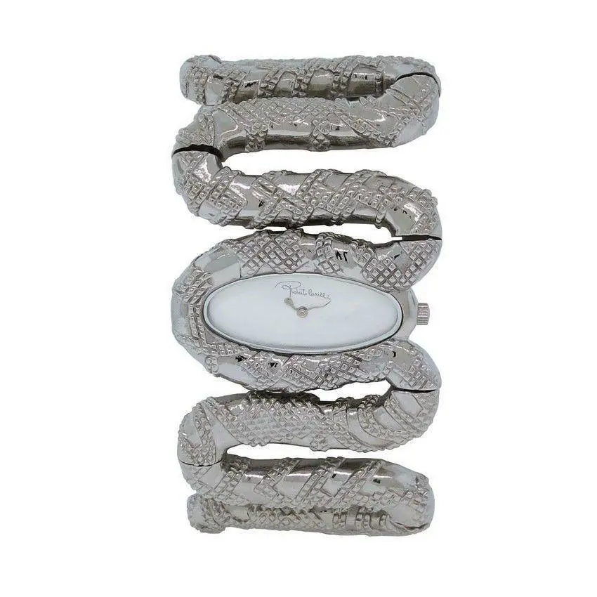 R7253195515 Cleopatra Women`s Analog Silver Tone Snake Watch by Roberto Cavalli