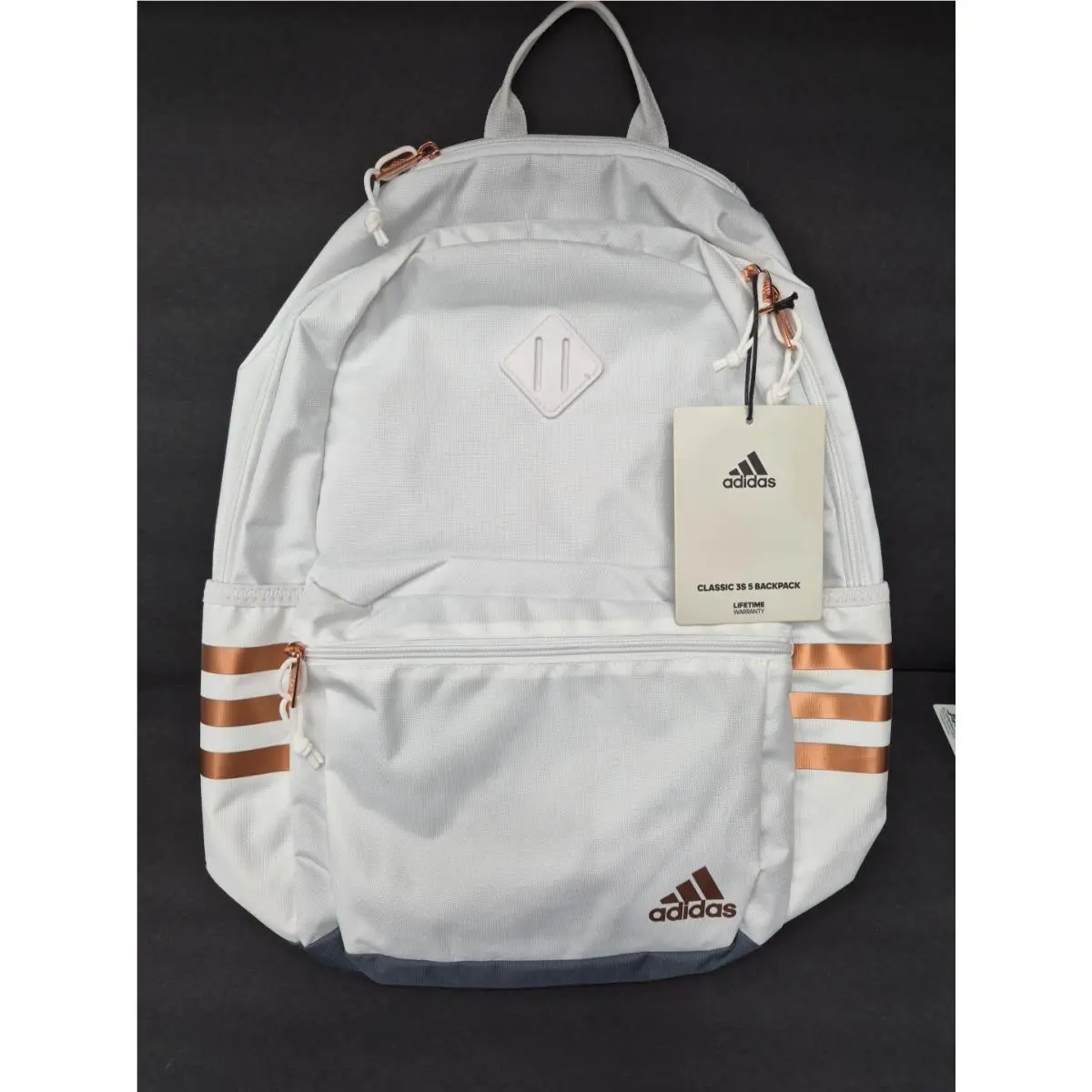 Adidas Classic 3S 5 Laptop Backpack White/rose Gold/onix Grey :