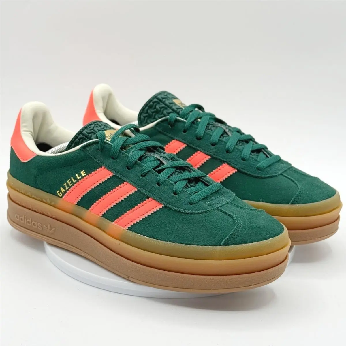 Adidas Gazelle Platform Bold Kids Sneaker Size 6.5 Girls Green Orange JQ7408