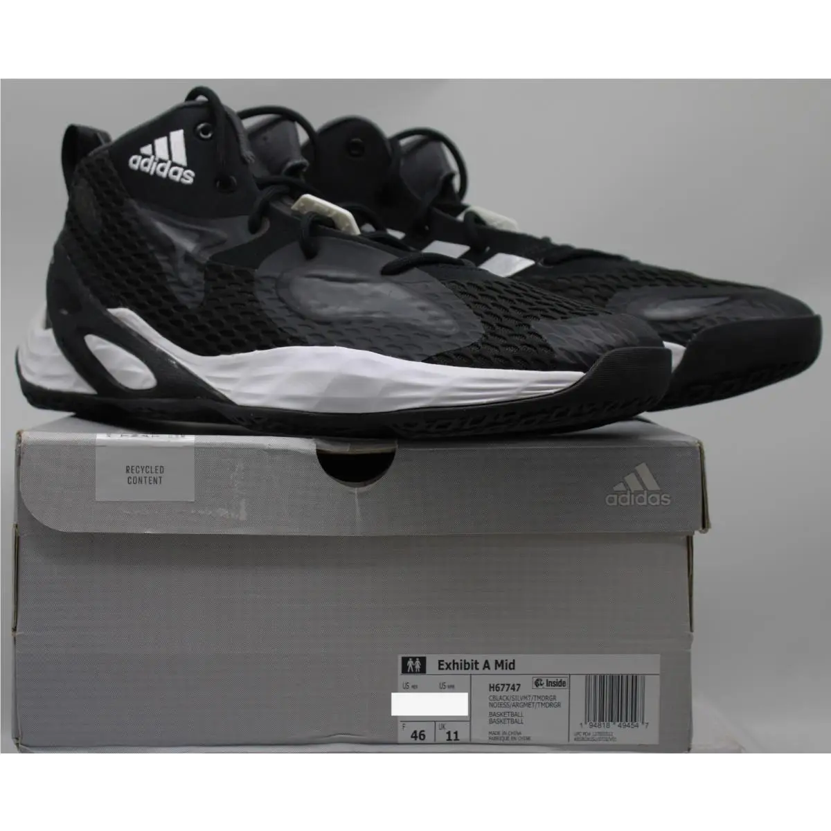 Adidas Exhibit A Mid SZ 11.5 – Black Silver Basketball Shoes