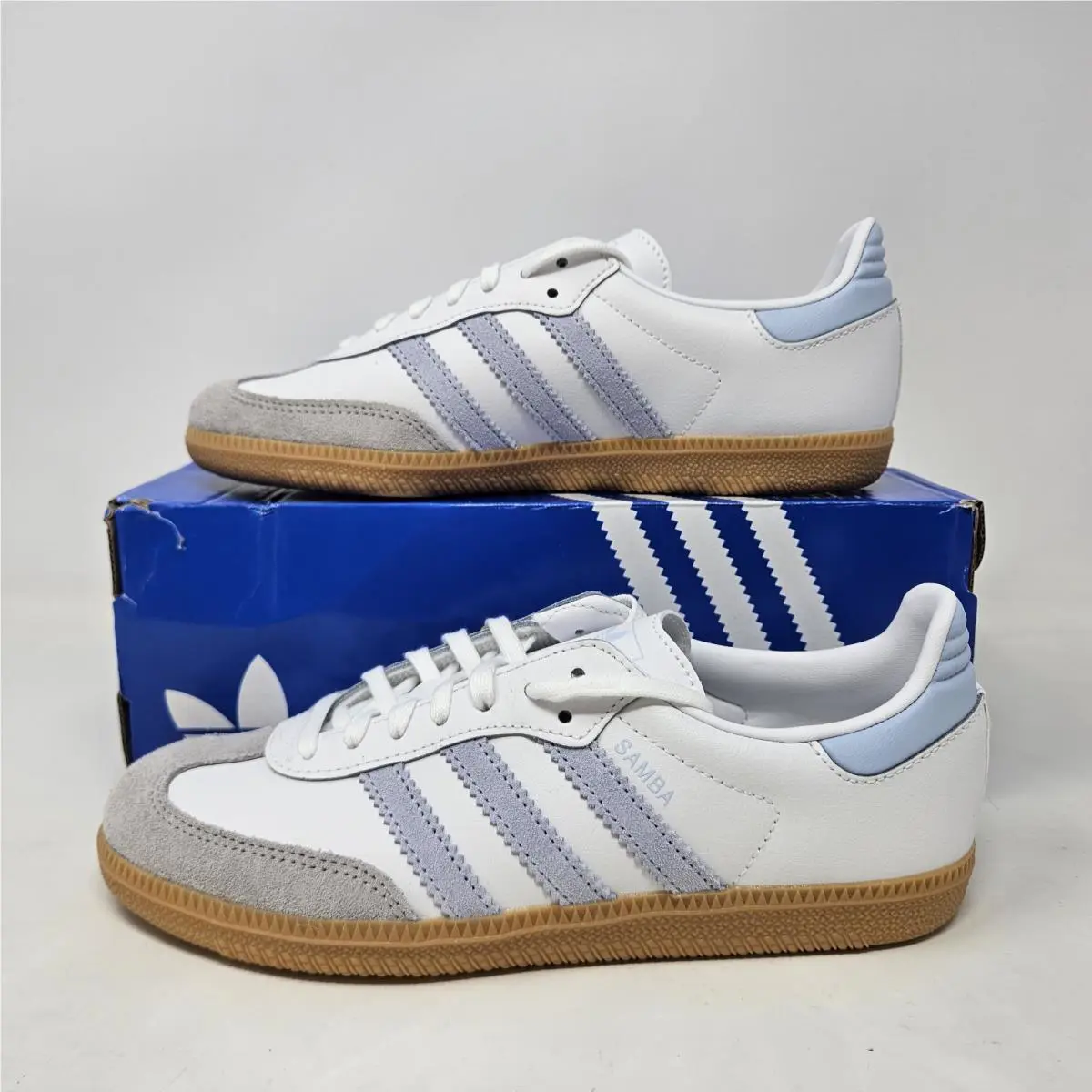 Adidas Samba OG J `cloud White / Crystal Sky` / JQ2019 / Size 5 Youth - 6 Womens