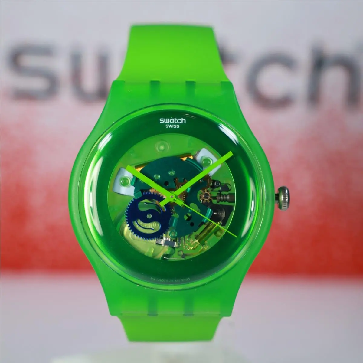 Swiss Made  LIMITED-SUOG103-GREEN Lacquered- 41MM Mixed Colors Green Blue by Swatch