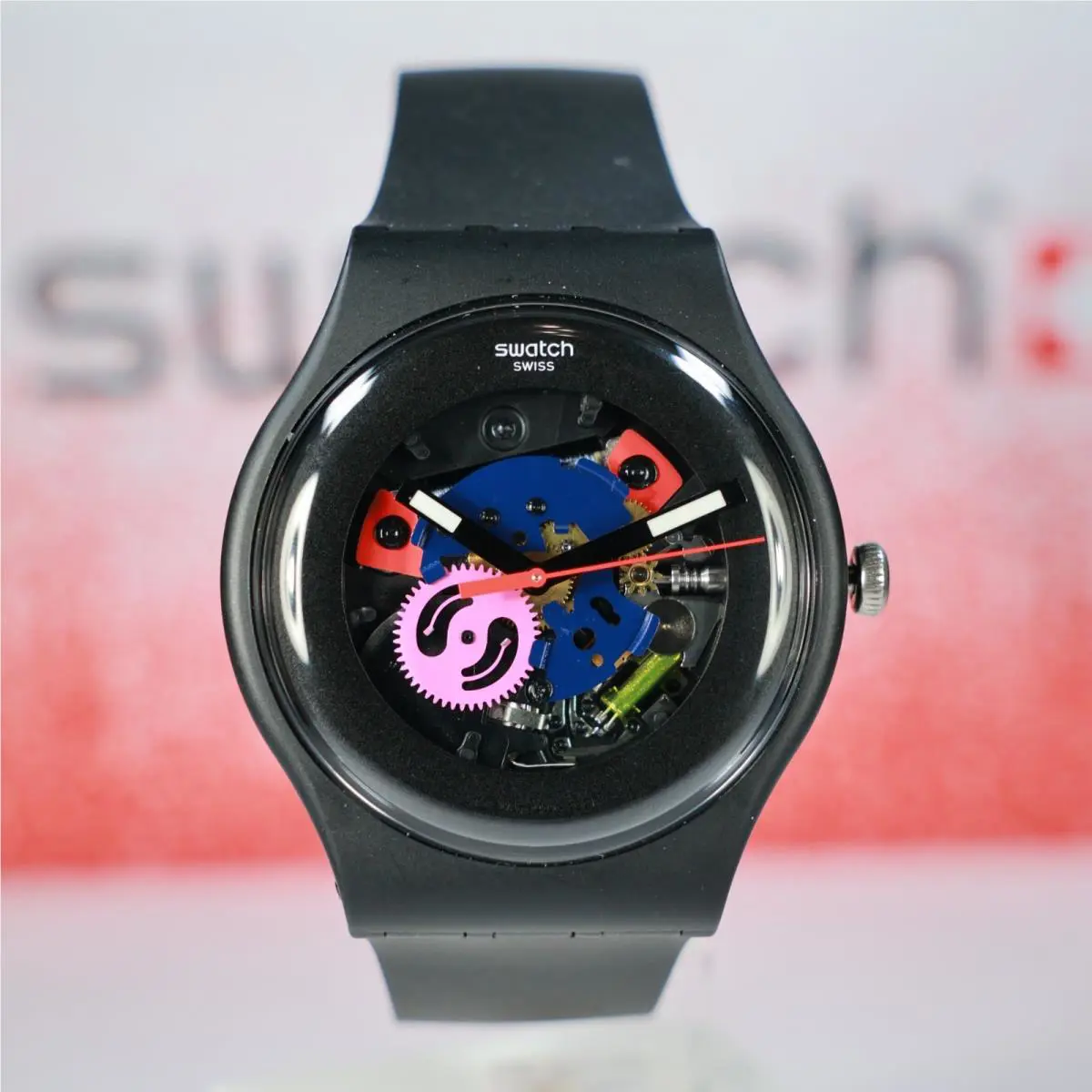 Limited Swiss Made  Black Lacquered SO29B107 Glowing Hands Colors 41MM 1 by Swatch