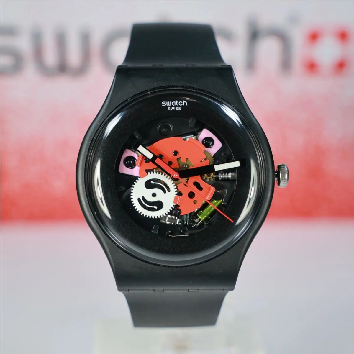Limited Swiss Made  Black Lacquered SO29B107 Glowing Hands Colors 41MM 2 by Swatch
