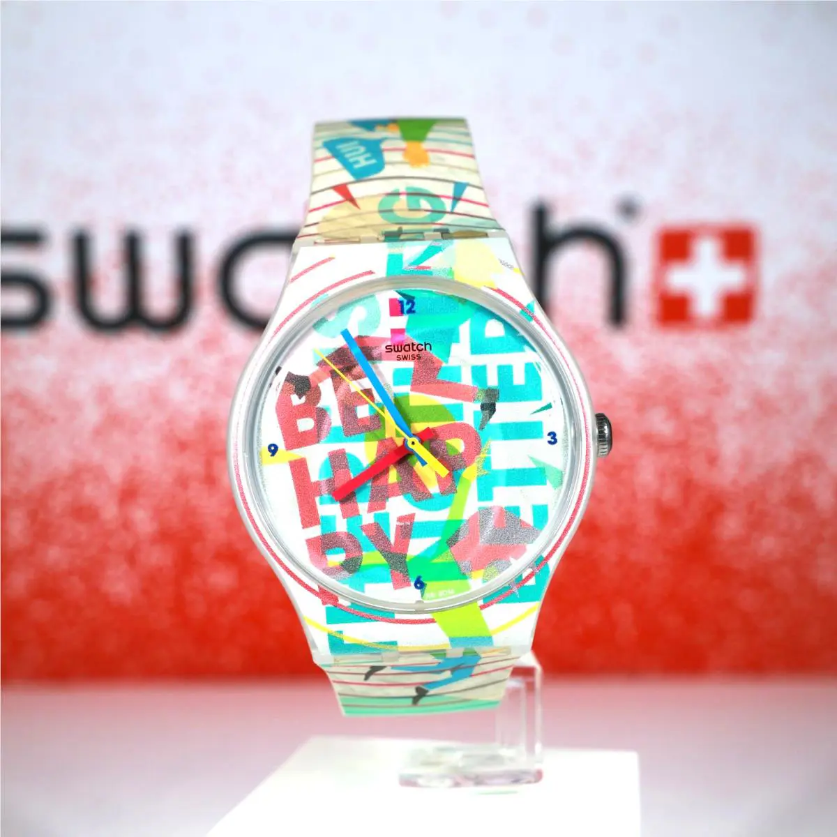 Swiss Swatch Swiss Made Multicolor Go Happy SUOZ196 41MM Vibrant Colorful