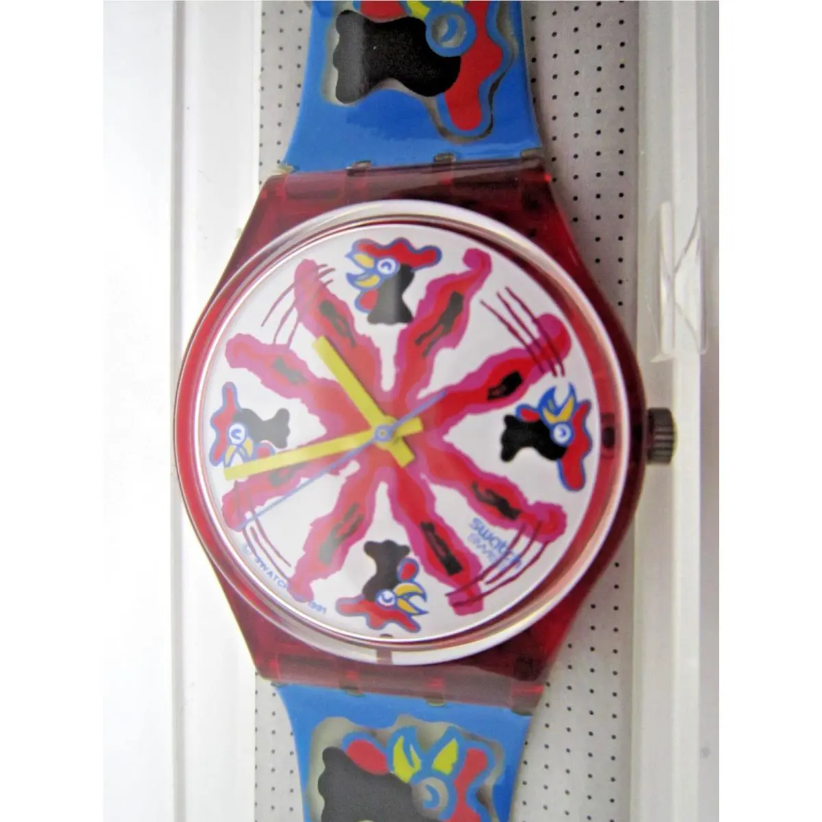 Swatch Watch Chicchirichi with Case Papers Egg Carton Package 1992