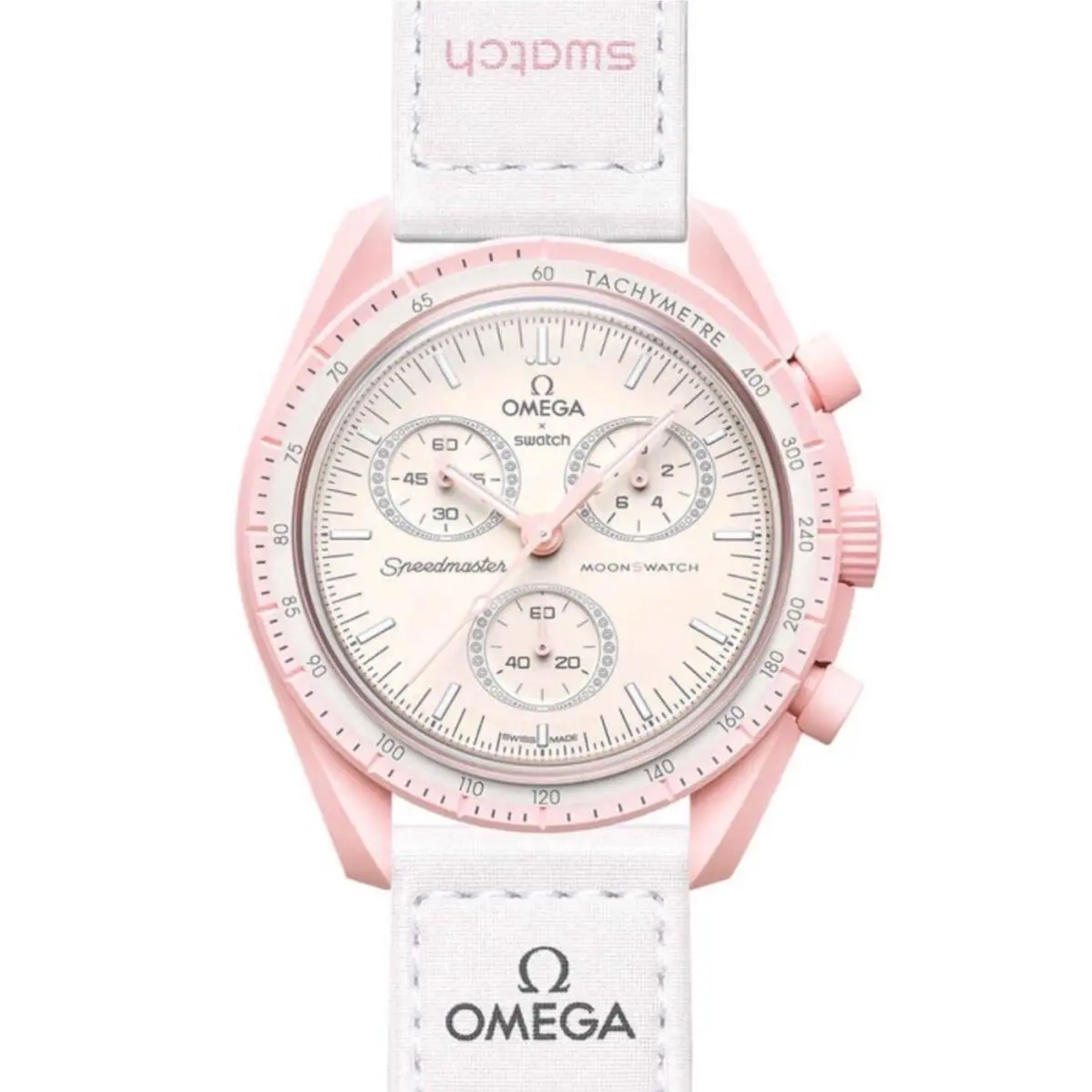 Swatch Omega Moonswatch Mission to Venus Chronograph Watch - Dial: Pink, Band: Pink, Bezel: Pink
