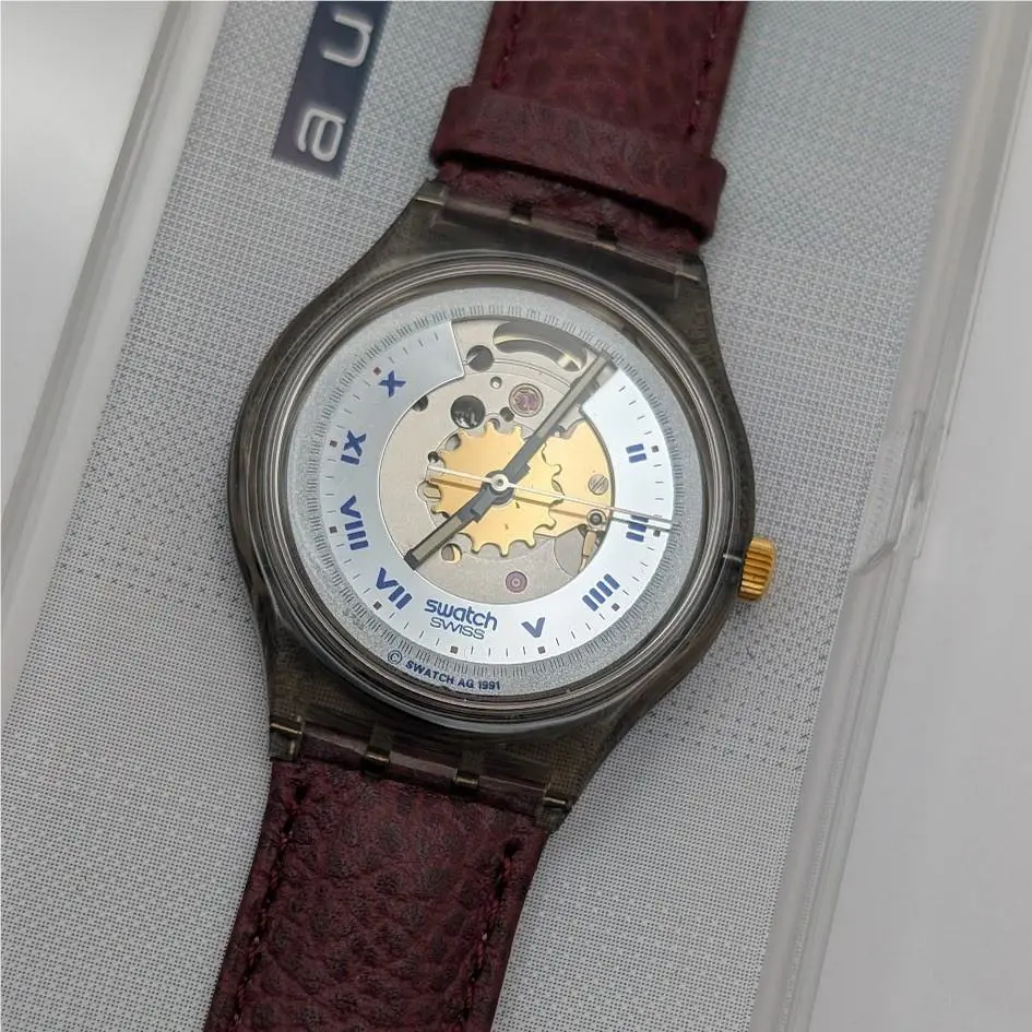 1991 Swatch Rubin SAM100 Automatic 23J Watch Nos w Box Swiss 34mm Running