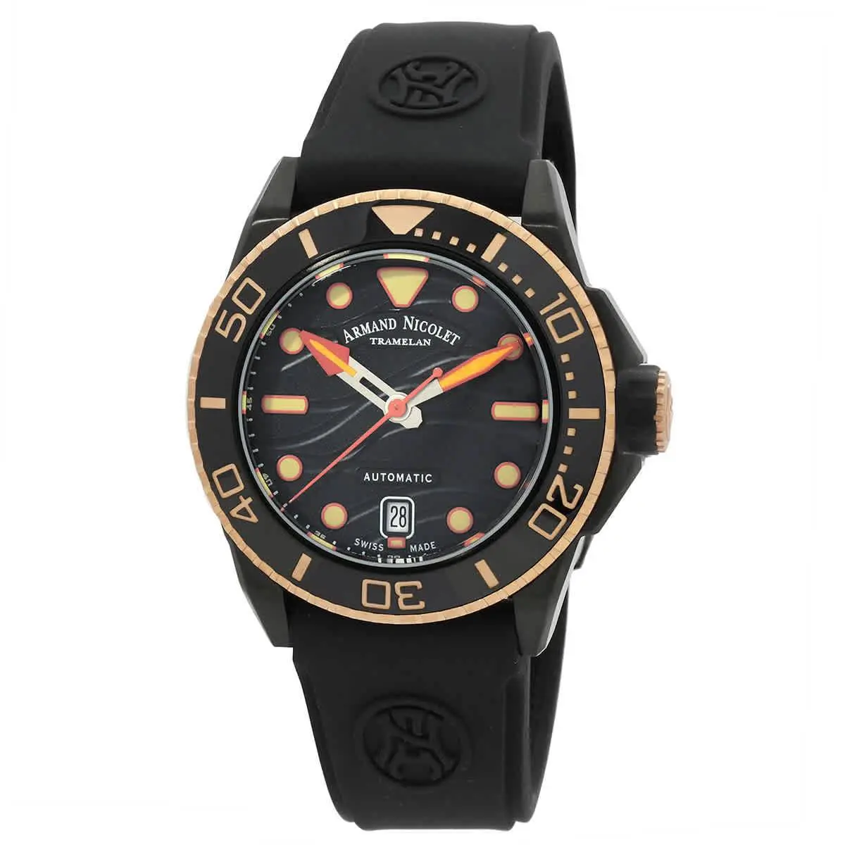 Armand Nicolet Jsh Automatic Black Dial Men`s Watch A481PQS-NO-GG2710N - Dial: Black, Band: Black, Bezel: Black