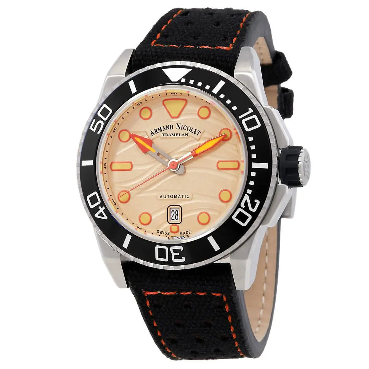Armand Nicolet Jsh Automatic Men`s Watch A480PGN-KO-P0668NO8 - Band: Black, Bezel: Silver-tone