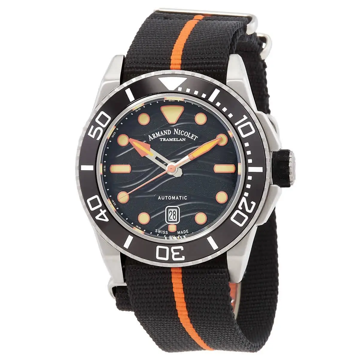 Armand Nicolet Jsh Automatic Black Dial Men`s Watch A480PGN-NO-BN24480AANO - Dial: Black, Band: Black, Bezel: Silver-tone