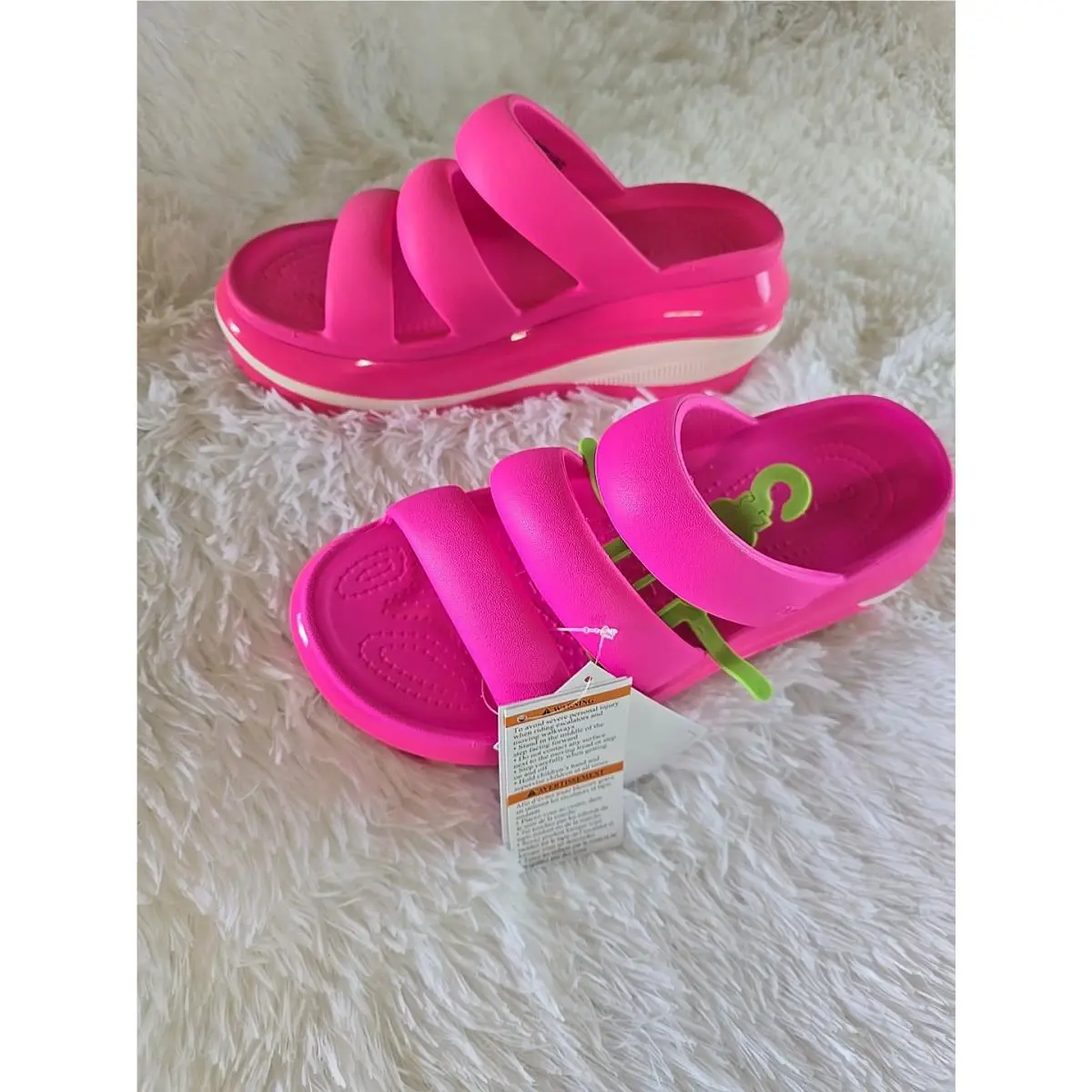 Crocs Mega Crush Triple Strap Sandal Size 9 Women Bright Hot Pink