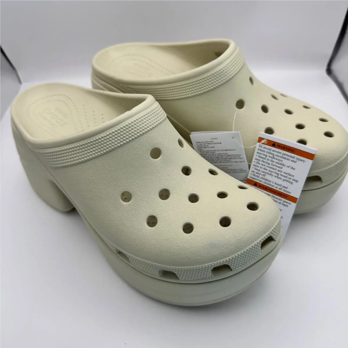 Crocs Classic Platform Women Heel Clogs Tan Beige Women Size 12