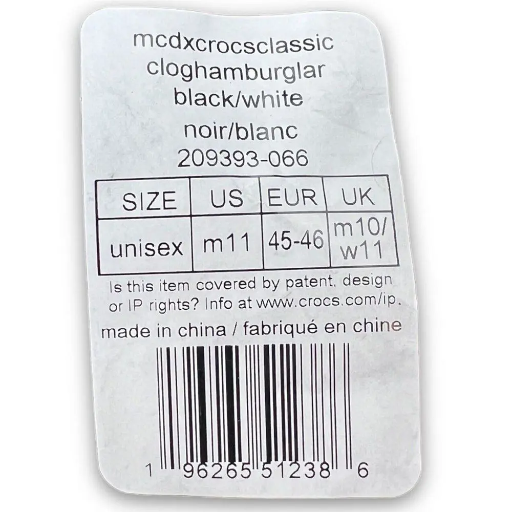 Crocs shoes - crocs hamburglar - hamburglar - Black, White (UPC: 196265512386) 4