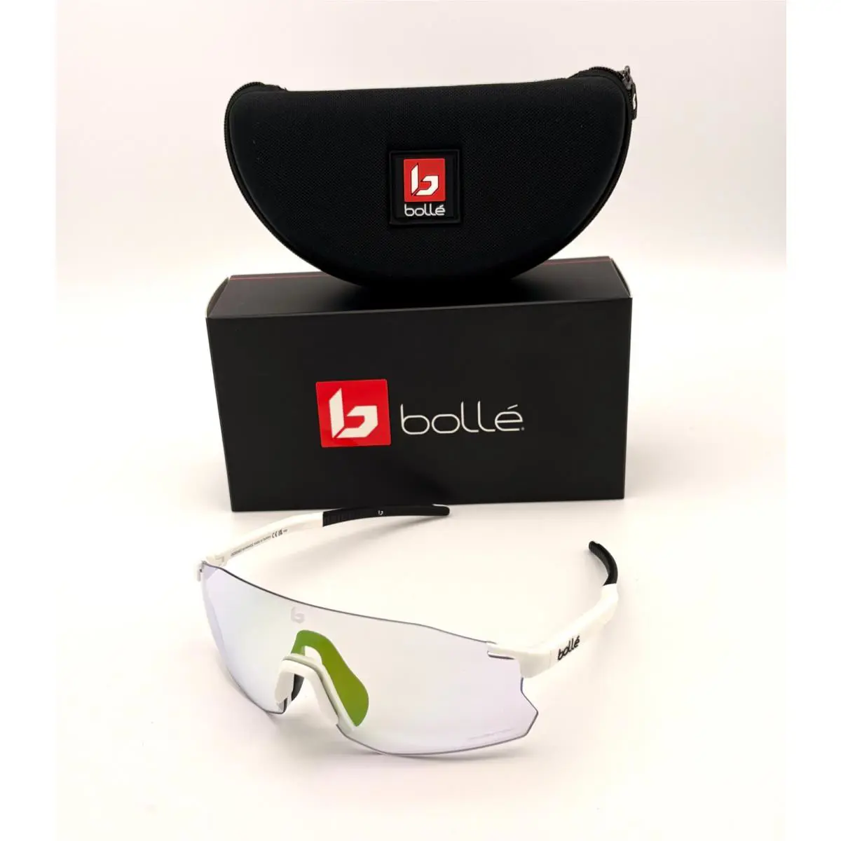 Bolle Icarus Matte White/ Clear Green Photochromic Sunglasses