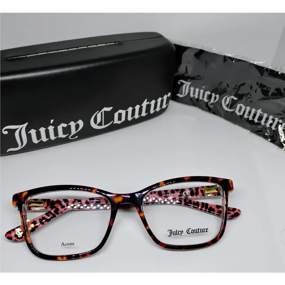 Juicy Couture Eyeglass Frames Case Model JU 305 0T4 Havana Pink
