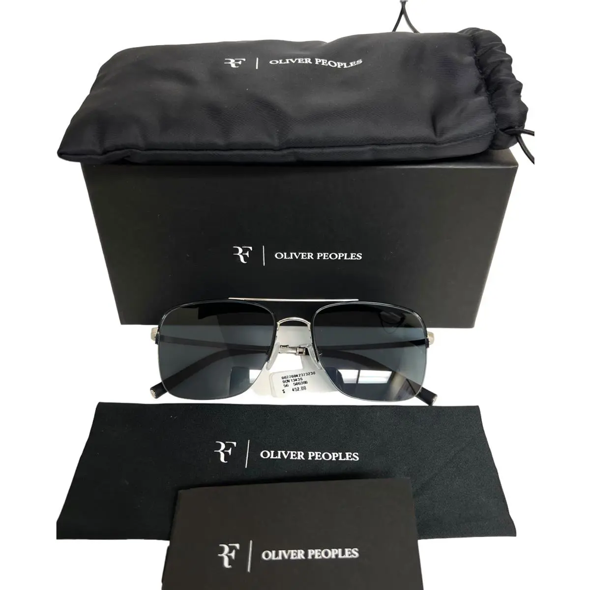 Oliver Peoples Roger Federer R-2 Sunglasses OV 1343S Brushed Silver with Pouch