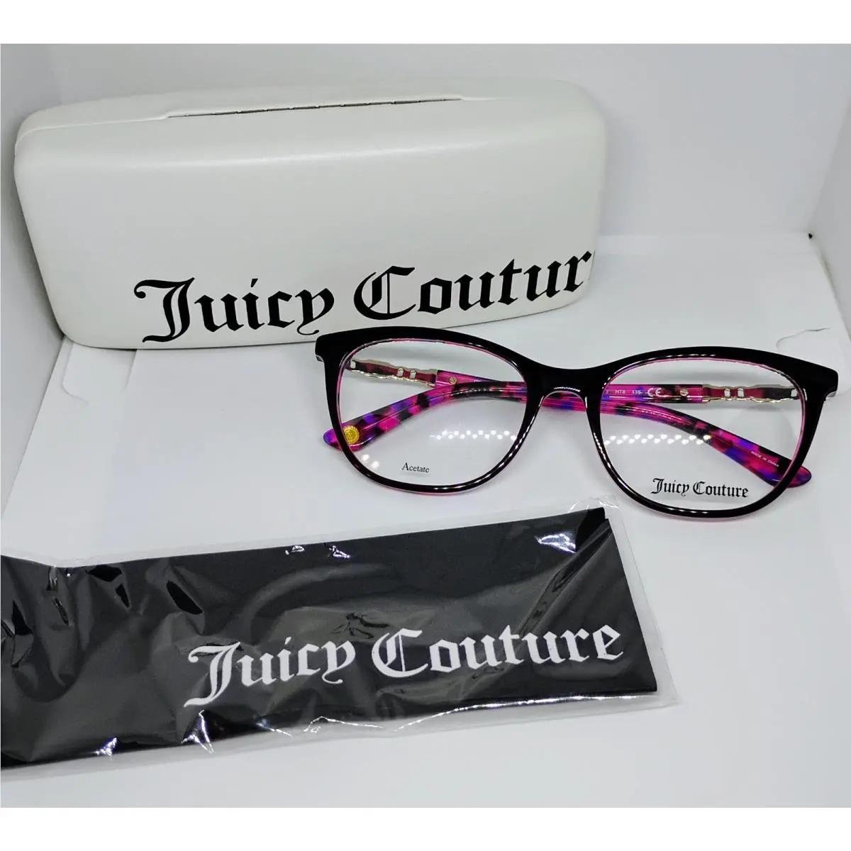 Juicy Couture Eyeglasses Frame Case Model JU173 HT8 In Color Pink Havana