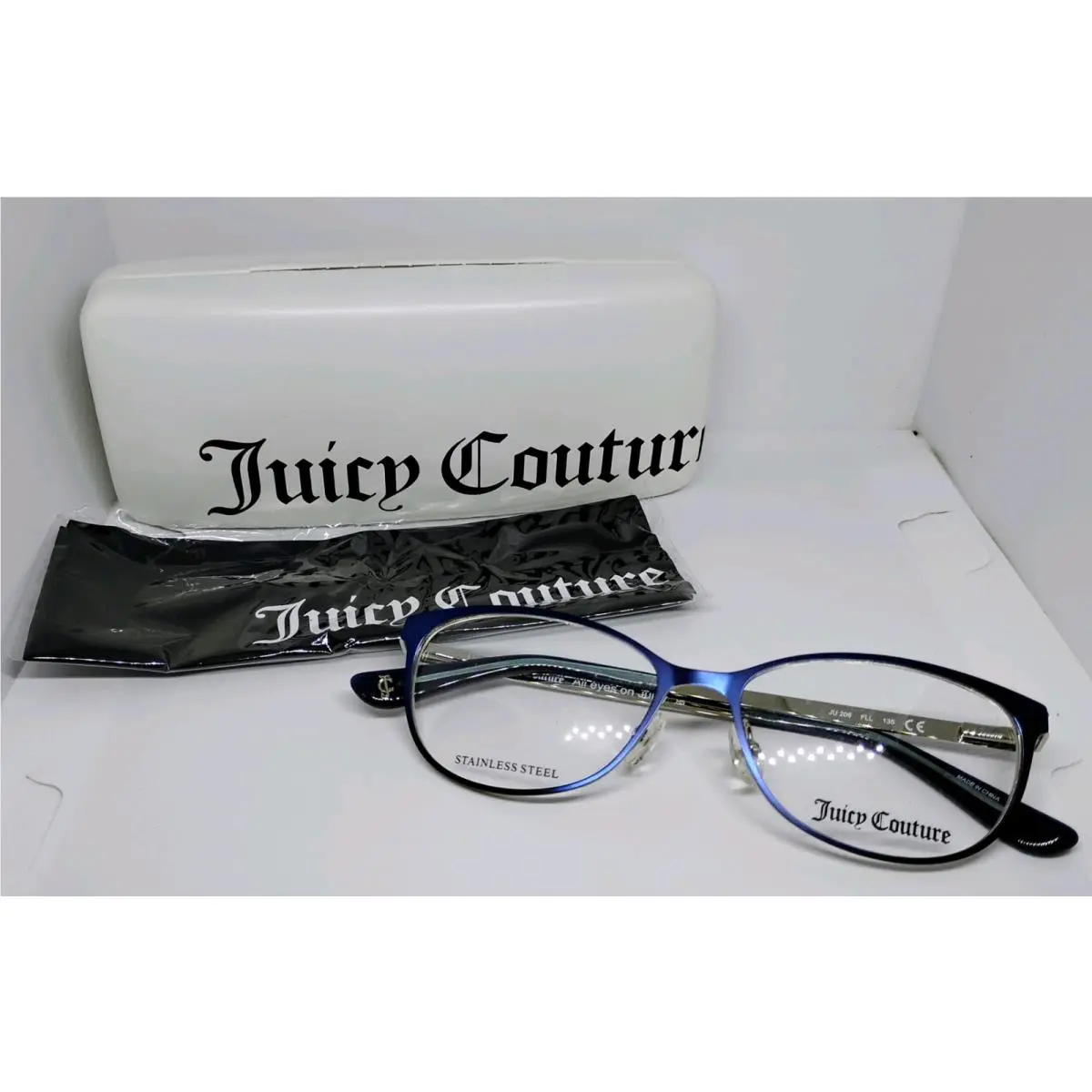 Eyeglasses Frames Case Model JU 206 Fll Metallic Matte Blue by Juicy Couture