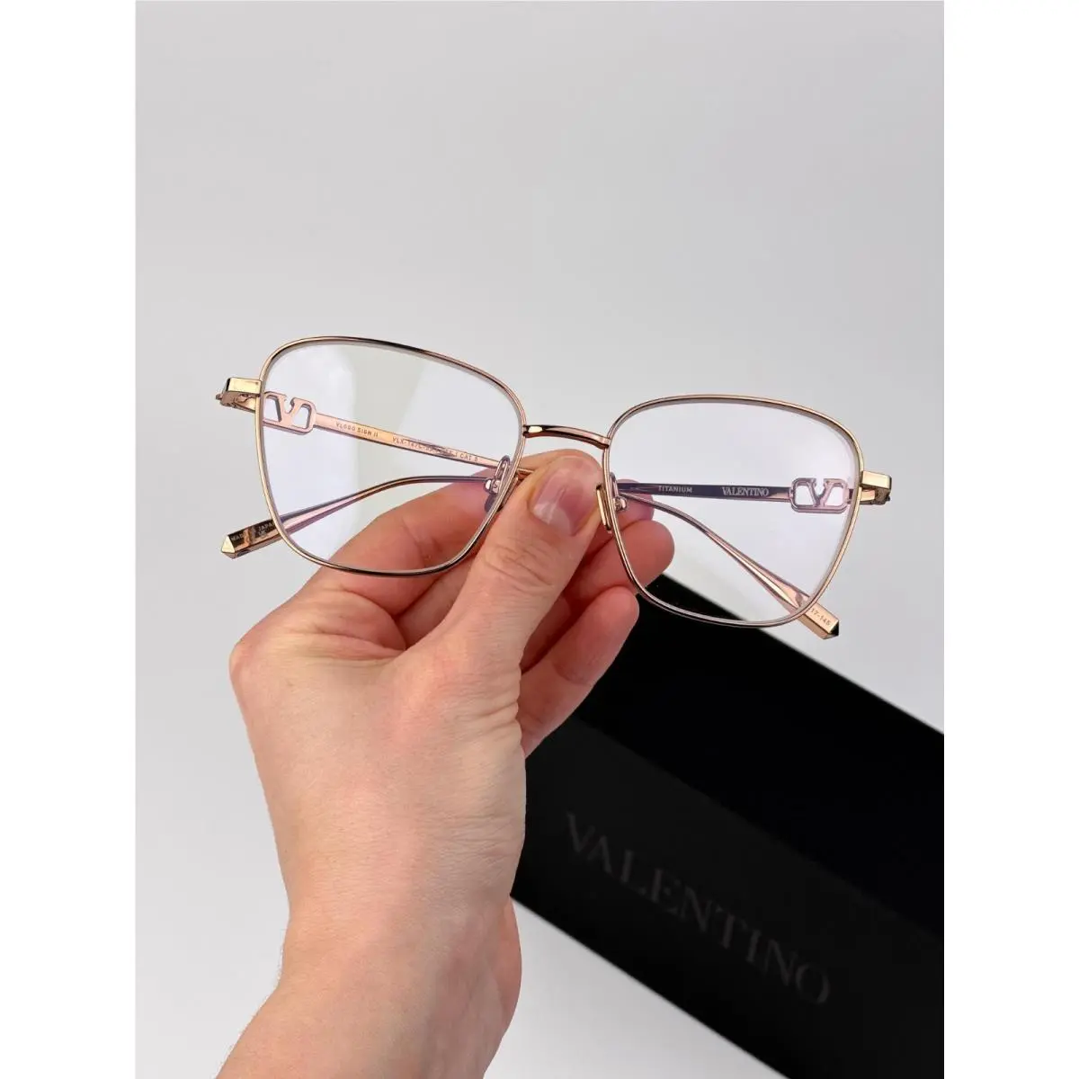 Valentino Women Eyeglasses Rose Gold Butterfly V-logo Sign II VLX-167 C