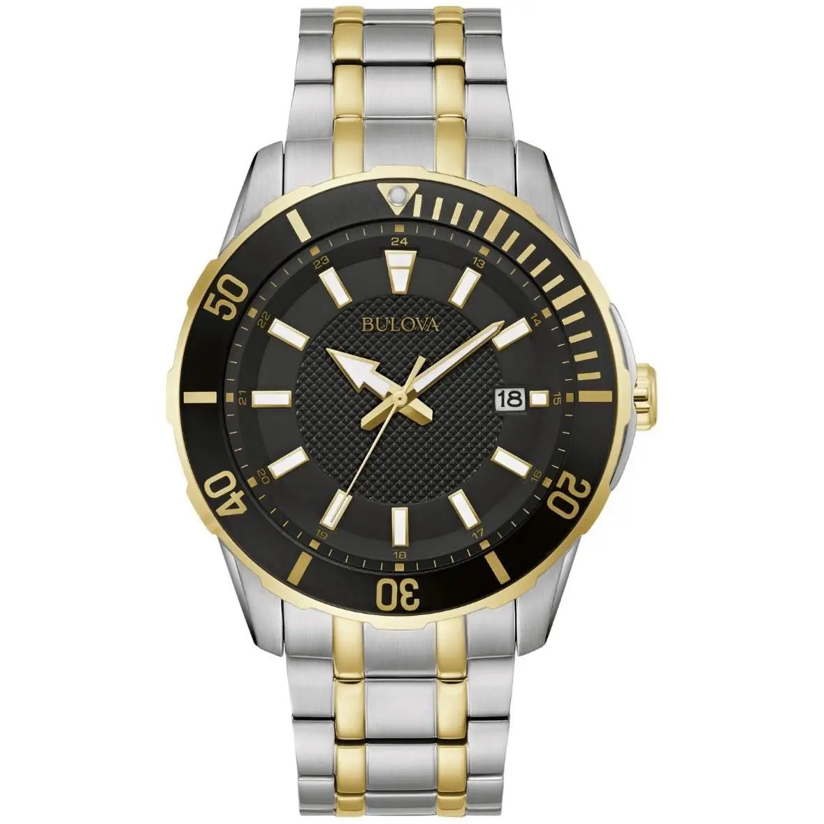 Bulova Men`s Sport Date Window Silver Stainless Quartz Watch 44mm 98B394