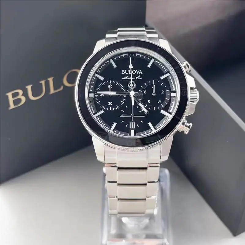 Bulova Marine Star Series C 96B272 Men`s Black Dial Stainless Steel Quartz Watch