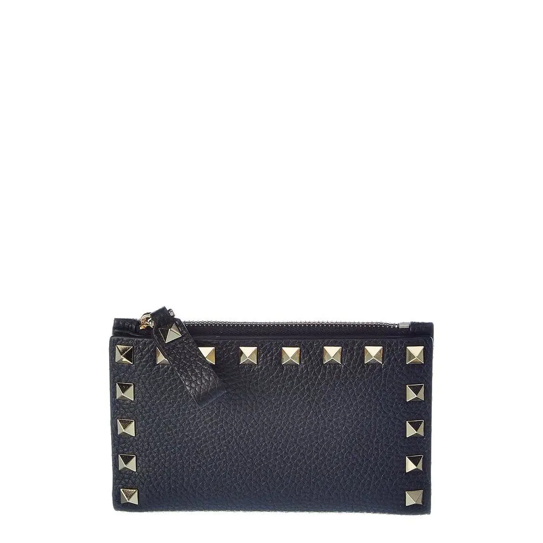 Valentino Rockstud Leather Card Case Women`s Black