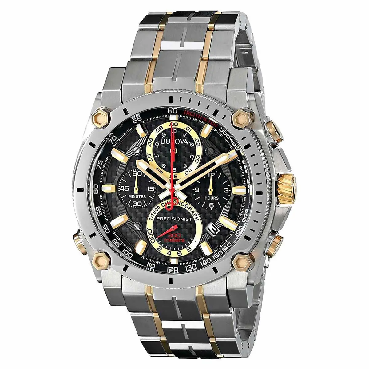 Bulova 98B228 Men`s Precisionist Chronograph Black Dialsteel Bracelet Dive Watch