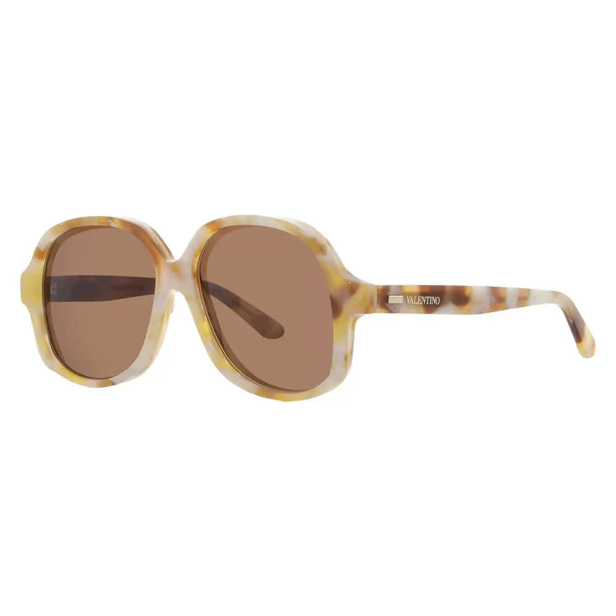 Valentino Brown Irregular Unisex Sunglasses VLS-177 B 59 VLS-177 B 59 - Beige, Frame: Beige, Lens: Brown