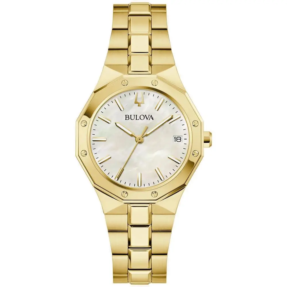 Bulova Prestige 97M119 Women Quartz Watch Pearl Dial Stainless Steel Bracelet