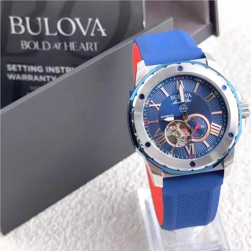 Bulova Marine Star 98A282 Automatic Blue Dial Silicon Strap Men’s Watch 45mm